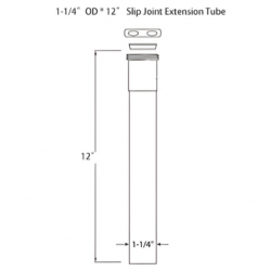 PTB0009 1-1/4" OD * 12" Slip Joint Extension Brass Tube